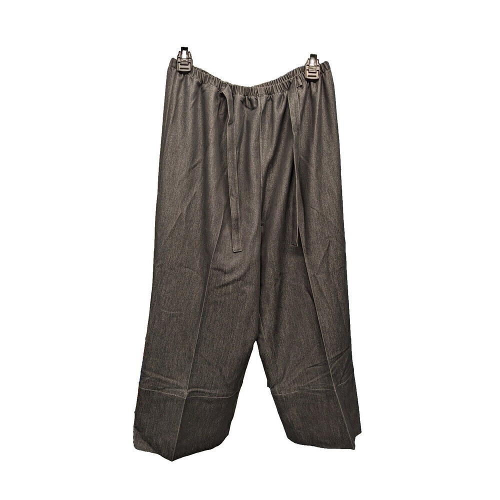 $225 Caroline Rose Wide Leg Pearl Buttons Lagenlook Pull On Crop Pants‎ Medium